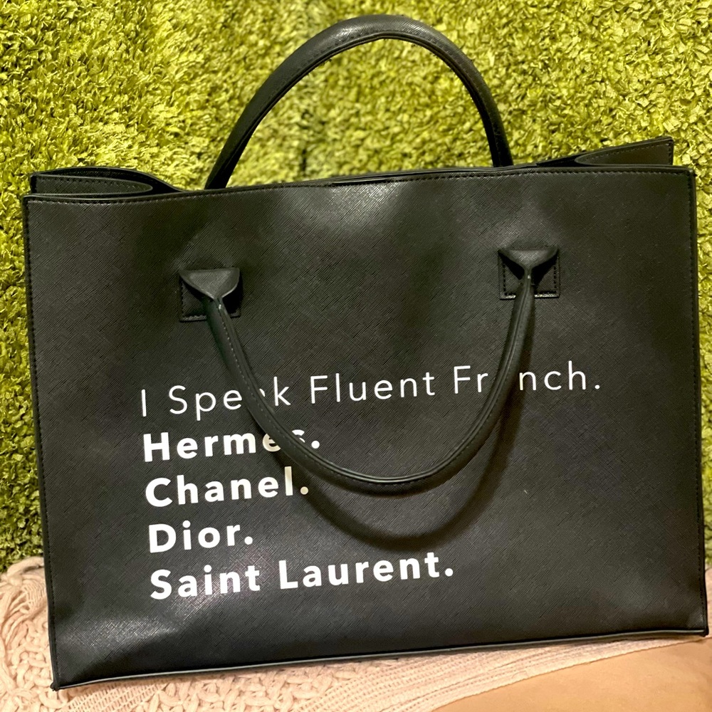 Vegan leather black tote, used once.